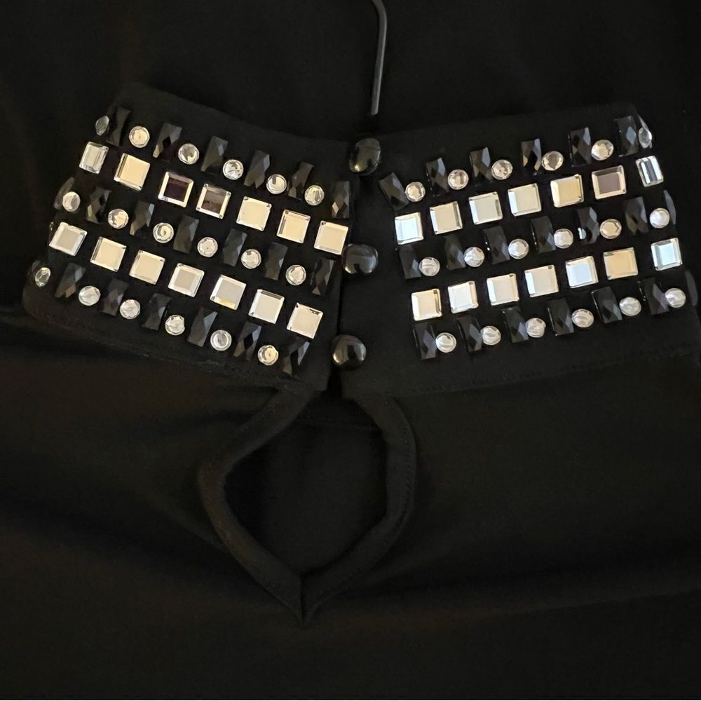Kiki Riki Jewel Embellished Sheer Sleeve Choker Bodycon Dress, Size Medium Black - Picture 14 of 17